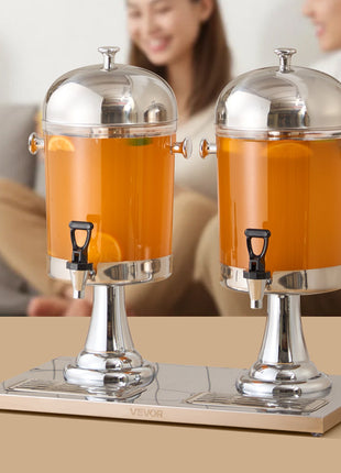 Dual Beverage Drink Dispenser 4.2 Gallon – Party Juice Dispenser with Spigot & Ice Chamber