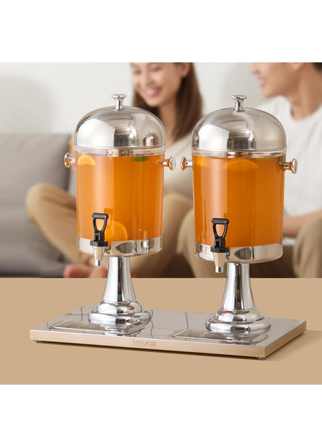 Dual Beverage Drink Dispenser 4.2 Gallon – Party Juice Dispenser with Spigot & Ice Chamber