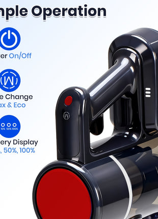 Cordless Vacuum Cleaner – Lightweight Rechargeable Stick Vacuum with LED Light