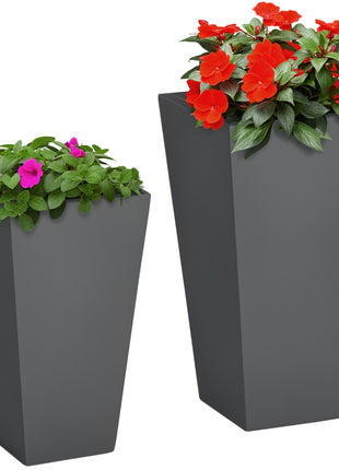 Likeshoppe Large Outdoor Planter Set of 2 – Modern Concrete Style Garden Pots for Patio, Balcony & Yard