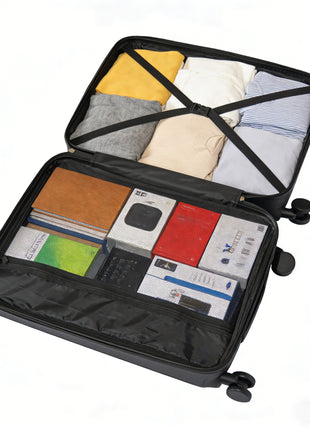3 Piece Black ABS Suitcase Set with Spinner Wheels & Lock