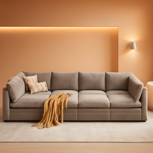 127 Inch Taupe Contemporary Modular Sectional Sofa-0