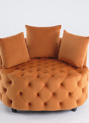Orange Velvet Accent Lounge Chair – Modern Barrel Armchair for Living Room, Bedroom & Reading Space