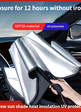 UPF50+ Car Windshield Sunshade Umbrella – Foldable Heat Blocking UV Protection Sun Shade for Front Window (Universal Fit)