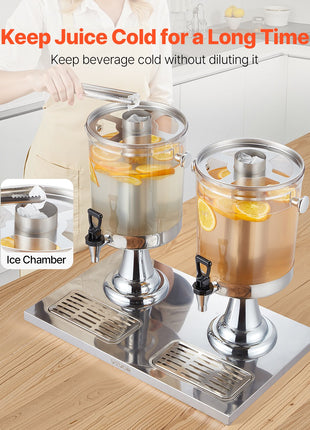 Dual Beverage Drink Dispenser 4.2 Gallon – Party Juice Dispenser with Spigot & Ice Chamber