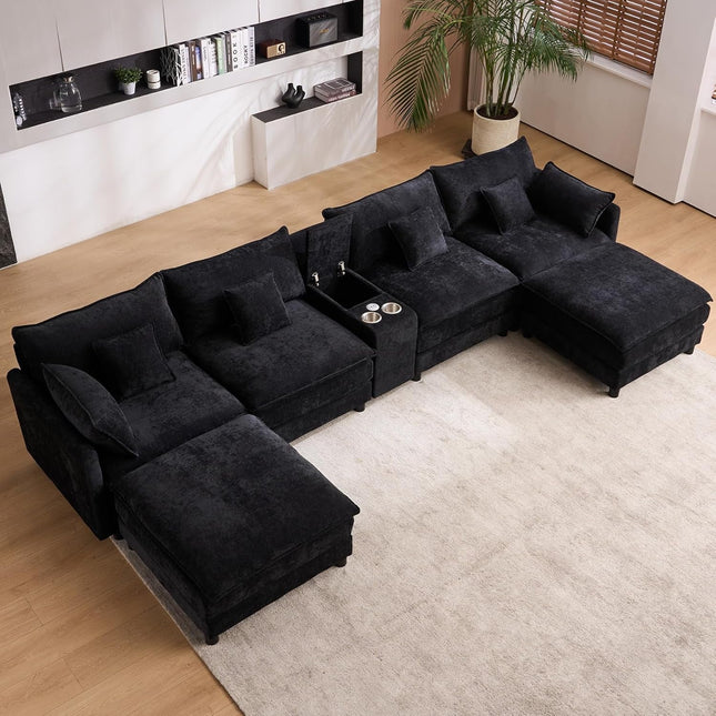 Oversized U Shape Cloud Sectional Sofa with Ottoman-0