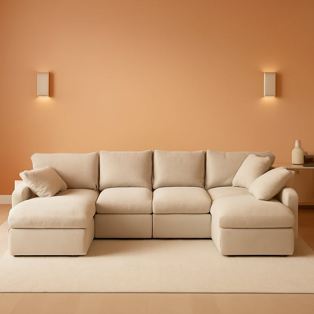 Oversized U Shaped Modular Sectional Sofa with Ottoman-0