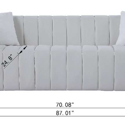 F2- A modern channel sofa take on a traditional Chesterfield,White color,3 seater - Likeshoppe 