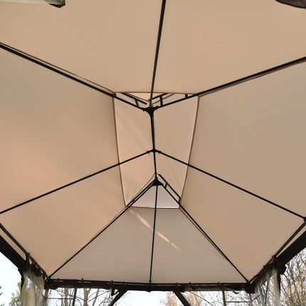 AG1- 13 Ft. W x 9.7 Ft. D Iron Patio Outdoor Gazebo;  Double Roof Soft Canopy Garden Backyard Gazebo with Mosquito Netting Suitable for Lawn;  Garden;  Backyard and Deck - Likeshoppe 