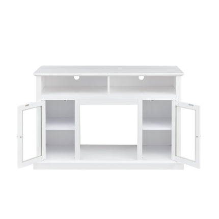 CB2- Modern Electric Fireplace TV Stand for TV Up to 55" Media Entertainment Center Console with Insert Fireplace and Adjustable Shelves;  Storage Cabinet Chest for Living Room - Likeshoppe 