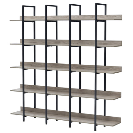BC1- 5 Tier Bookcase Home Office Open Bookshelf, Vintage Industrial Style Shelf with Metal Frame, MDF Board - Likeshoppe 