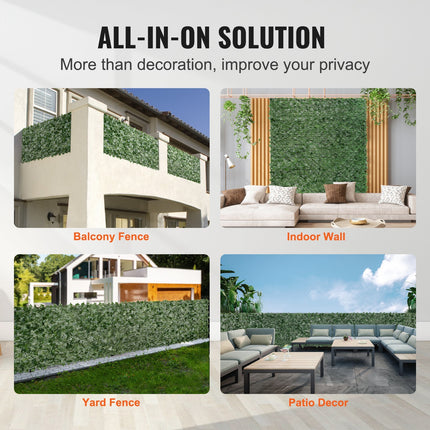 AJ1-  Ivy Privacy Fence, 96 x 72 in Artificial Green Wall Screen, Greenery Ivy Fence with Mesh Cloth Backing and Strengthened Joint, Faux Hedges Vine Leaf Decoration for Outdoor Garden, Yard, Balcony - Likeshoppe 