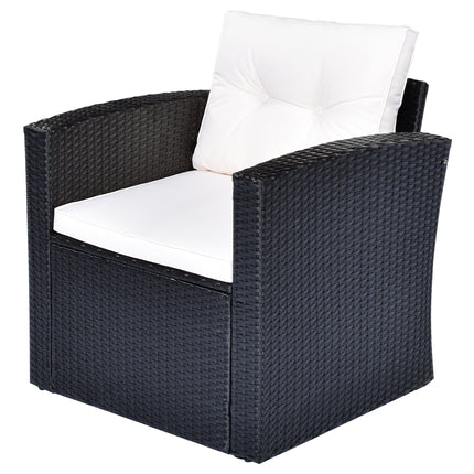 PX19- (6-piece All-Weather Wicker) PE rattan Patio Outdoor Dining Conversation Sectional Set with coffee table, wicker sofas, ottomans, removable cushions - Likeshoppe 