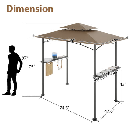 AG6- 8x 5 FT Grill Gazebo Grill Canopy Double Tiered BBQ Gazebo Outdoor BBQ Canopy - Likeshoppe 