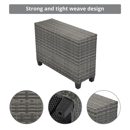 PX13- 8-pieces Outdoor Wicker Round Sofa Set;  Half-Moon Sectional Sets All Weather;  Curved Sofa Set With Rectangular Coffee Table;  PE Rattan Water-resistant and UV Protected;  Movable Cushion - Likeshoppe 