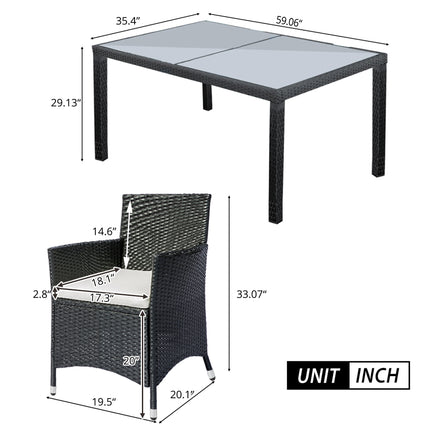 PX4- 7-piece Outdoor Wicker Dining set - Dining table set for 7 - Patio Rattan Furniture Set with Beige Cushion - Likeshoppe 