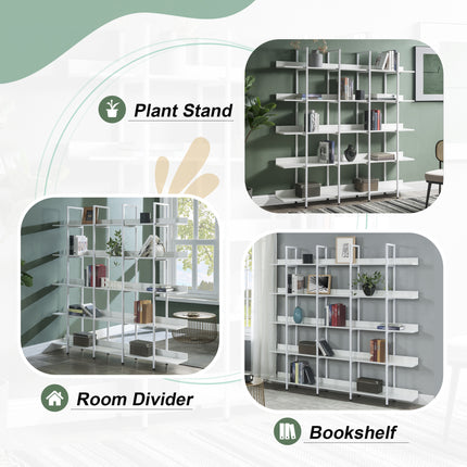BC1- 5 Tier Bookcase Home Office Open Bookshelf, Vintage Industrial Style Shelf with Metal Frame, MDF Board - Likeshoppe 