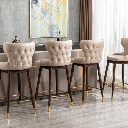 BS5- Furniture,29.9" Modern Leathaire Fabric bar chairs, Tufted Gold Nailhead Trim Gold Decoration Bar stools,Set of 2 - Likeshoppe 