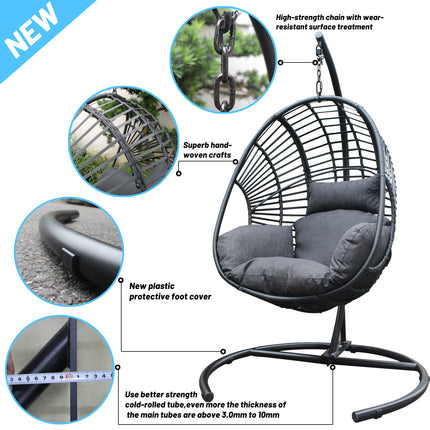 PY5- High Quality Outdoor Indoor Black color PE Wicker Swing Egg chair - Likeshoppe 