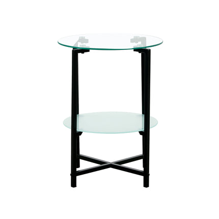 ST4- 2-layer Tempered Glass End Table;  Round Coffee Table for Bedroom Living Room Office - Likeshoppe 