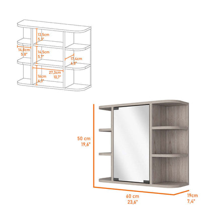 PU4- Valdez Medicine Cabinet With Six Shelves, Mirror Cabinet - Likeshoppe 
