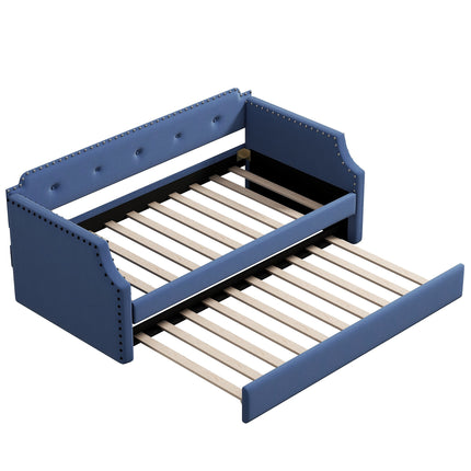 U4-Upholstered Daybed with Trundle;  Wood Slat Support; Upholstered Frame Sofa Bed ;  Twin - Likeshoppe 
