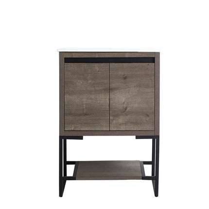 PT6- 24 inches Wood Freestanding Bathroom Vanity Combo with Integrated Ceramic Sink and 2 Soft Close Doors - Likeshoppe 