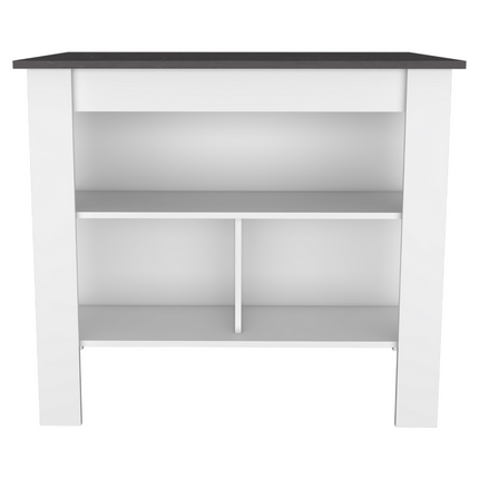 PA3- Nashville 2 Piece Kitchen Set, Kitchen Island + Pantry Cabinet , White/Onyx - Likeshoppe 