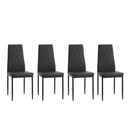 DS1-5-piece Rectangle Dining Table Set with Metal Frame;  Tempered Glass Dining Table for Kitchen Room;  Black - Likeshoppe 
