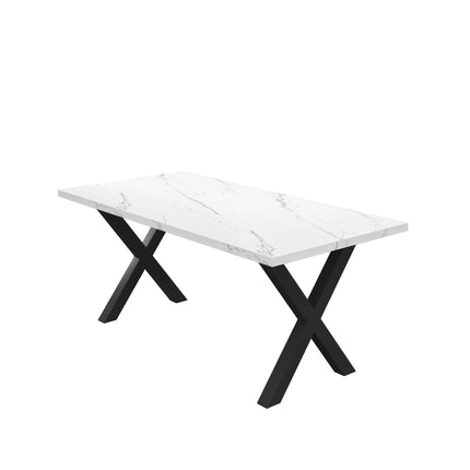 DT2- (TABLE ONLY) 70.87\"Modern Square Dining Table with Printed  Marble Table Top+ X-Shape Table Leg - Likeshoppe 