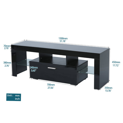 TV7- Black morden TV Stand with LED Lights; high glossy front TV Cabinet; can be assembled in Lounge Room; Living Room or Bedroom; color:BLACK - Likeshoppe 