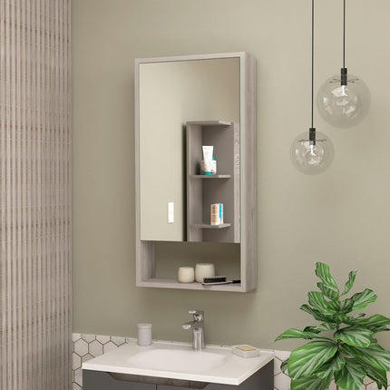PU12- Modesto Medicine Cabinet; One Open Shelf; Mirrored Cabinet With Two Interior Shelves - Likeshoppe 