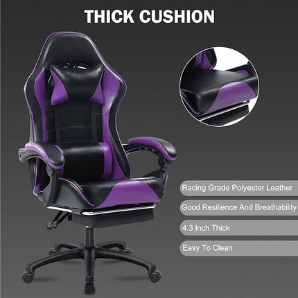 PM1- Ergonomic Gaming Chair for Adults, Comfortable Computer Chair for Heavy People, Adjustable Height Office Desk Chair with Wheels, Breathable Leather Video Game Chairs - Likeshoppe 