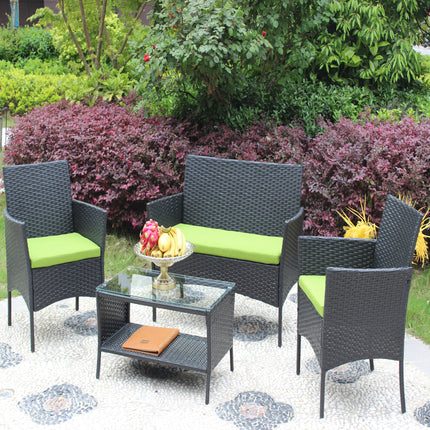 PX5- 4 PC Rattan Patio Furniture Set Outdoor Patio Cushioned Seat Wicker Sofa - Likeshoppe 
