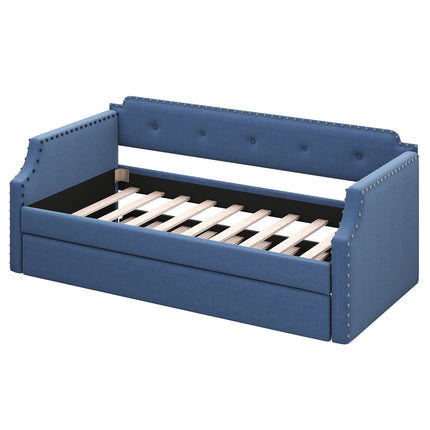 U4-Upholstered Daybed with Trundle;  Wood Slat Support; Upholstered Frame Sofa Bed ;  Twin - Likeshoppe 