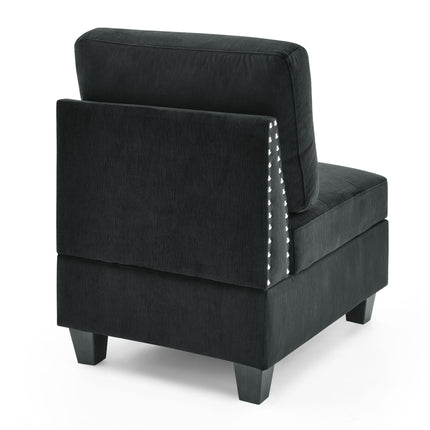 U shape Modular Sectional Sofa; DIY Combination; includes Four Single Chair and Two Corner; Black Velvet - Likeshoppe 