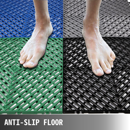 AJ4- VEVOR Tiles Interlocking 50 PCS Black, Drainage Tiles 12x12x0.5 Inches, Deck Tiles Outdoor Floor Tiles, Outdoor Interlocking Tiles, Deck Flooring for Pool Shower Bathroom Deck Patio Garage - Likeshoppe 