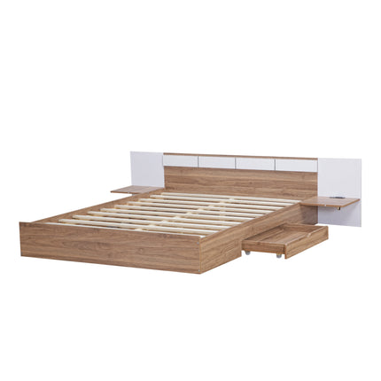 PF5- Queen Size Platform Bed with Headboard, Drawers, Shelves, USB Ports and Sockets - Likeshoppe 