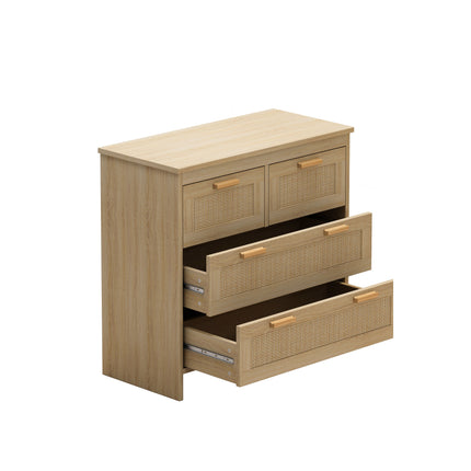 CB8-4 Drawers Rattan Cabinet,for Bedroom,Living Room,Dining Room,Hallways,Easy Assembly - Likeshoppe 