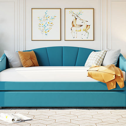 U3-Upholstered Daybed Sofa Bed Twin Size With Trundle Bed and Wood Slat - Likeshoppe 