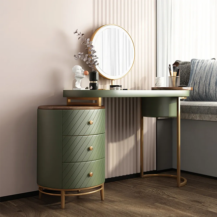 PH1- Modern Makeup Vanity Table With LED Lighted Mirror;  Dressing Table with Movable Tray Top;  4 Solid Wood Drawer;  Without Stool;  43\" - Likeshoppe 