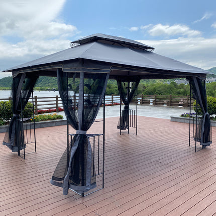 AG13- 13x10 Outdoor Patio Gazebo Canopy Tent With Ventilated Double Roof And Mosquito net(Detachable Mesh Screen On All Sides); Suitable for Lawn;  Garden;  Backyard and Deck - Likeshoppe 