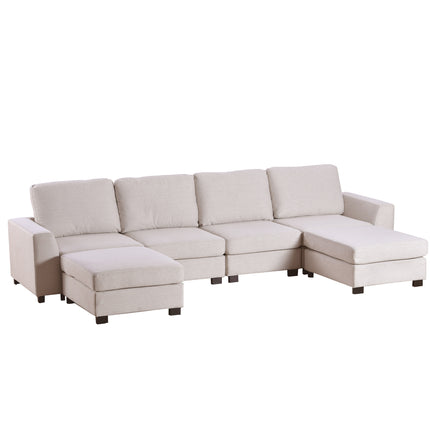 U1- 3 Pieces U shaped Sofa with Removable Ottomans - Likeshoppe 