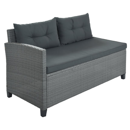 PX14- 6-Piece Outdoor Wicker Sofa Set, Patio Rattan Dinning Set, Sectional Sofa with Thick Cushions and Pillows, Plywood Table Top, For Garden, Yard, Deck - Likeshoppe 