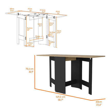 DT1- Likeshoppe Folding Dining Table, Space-Saving, Foldable in 3 Forms, White - Likeshoppe 