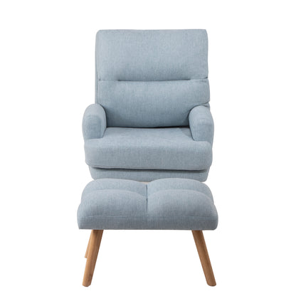 AF1- Accent Chair with Ottoman Set;  Fabric Armchair with Wood Legs and Adjustable Backrest ;  Mid Century Modern Comfy Lounge Chair for Living Room;  Bedroom;  Reading Room and Study - Likeshoppe 