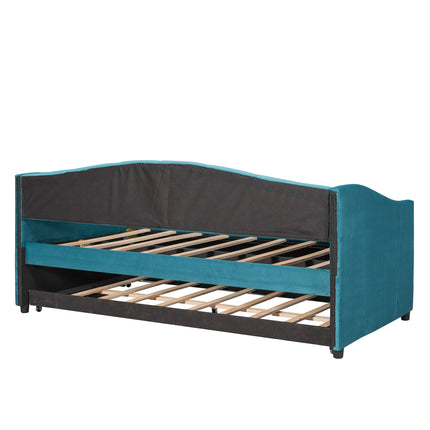 U3-Upholstered Daybed Sofa Bed Twin Size With Trundle Bed and Wood Slat - Likeshoppe 