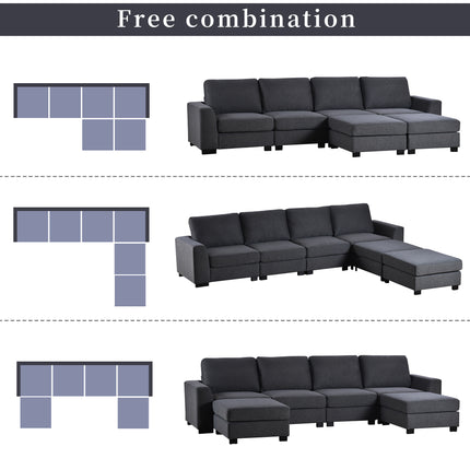 U1- 3 Pieces U shaped Sofa with Removable Ottomans - Likeshoppe 