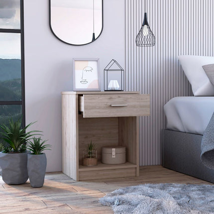 PE3- Pictor Nightstand, One Drawer, Lower Shelf, Superior Top, Black - Likeshoppe 