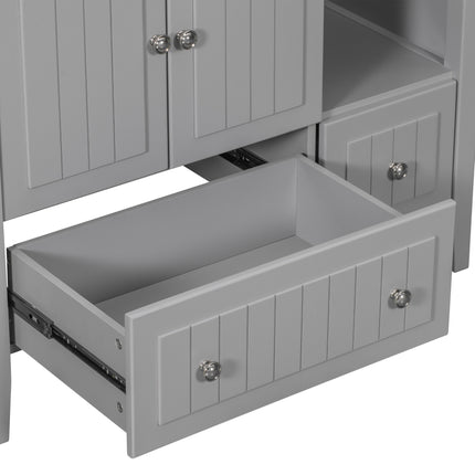 PT1- 36\\" Bathroom Vanity with Ceramic Basin;  Bathroom Storage Cabinet with Two Doors and Drawers;  Solid Frame;  Metal Handles - Likeshoppe 